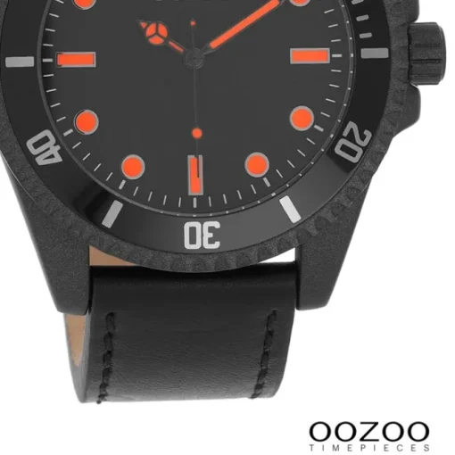 Oozoo Herren Armbanduhr Timepieces Analog Leder schwarz UOC11119