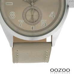 Oozoo Herren Armbanduhr Timepieces Analog Leder hellgrau UOC10026