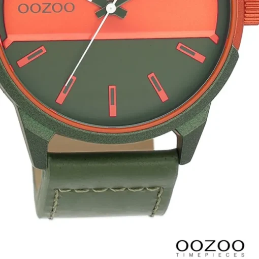 Oozoo Herren Armbanduhr Timepieces Analog Leder grün UOC11318