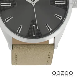 Oozoo Herren Armbanduhr Timepieces Analog Leder dunkelgrau UOC10021