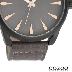 Oozoo Herren Armbanduhr Timepieces Analog Leder dunkelbraun UOC8228A