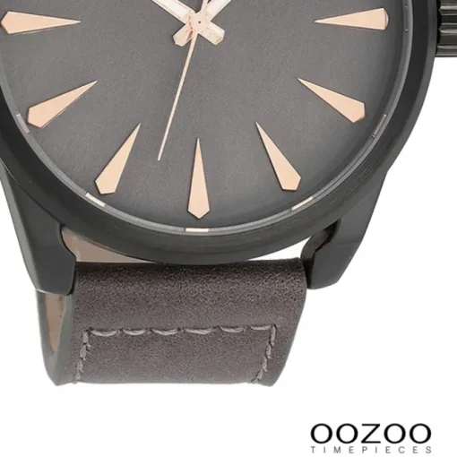 Oozoo Herren Armbanduhr Timepieces Analog Leder dunkelbraun UOC8228A