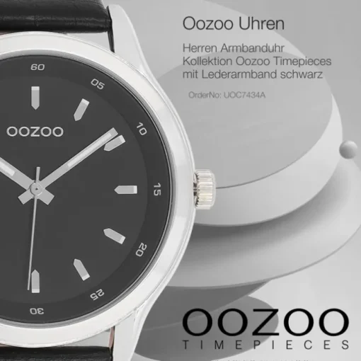 Oozoo Herren Armbanduhr Timepieces Analog Leder schwarz UOC7434A