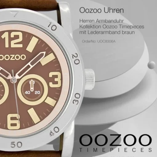 Oozoo Herren Armbanduhr Timepieces Analog Leder braun UOC8306A
