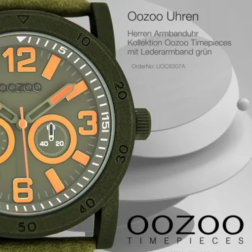 Oozoo Herren Armbanduhr Timepieces Analog Leder grün UOC8307A