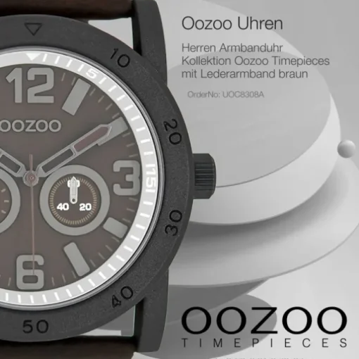 Oozoo Herren Armbanduhr Timepieces Analog Leder braun UOC8308A