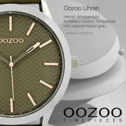 Oozoo Herren Armbanduhr Timepieces Analog Leder grau UOC9010A