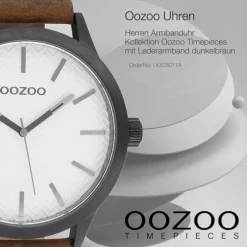 Oozoo Herren Armbanduhr Timepieces Analog Leder dunkelbraun UOC9011A