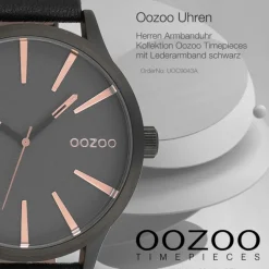 Oozoo Herren Armbanduhr Timepieces Analog Leder schwarz UOC9043A