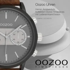 Oozoo Herren Armbanduhr Timepieces Analog Leder braun UOC9057A