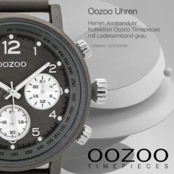Oozoo Herren Armbanduhr Timepieces C9458A Analog Leder grau UOC9458A