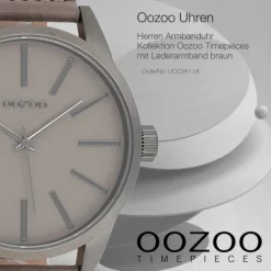 Oozoo Herren Armbanduhr Timepieces Analog Leder braun UOC9411A