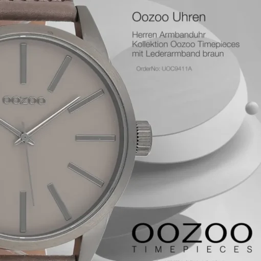 Oozoo Herren Armbanduhr Timepieces Analog Leder braun UOC9411A