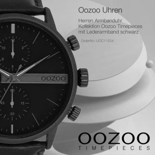 Oozoo Herren Armbanduhr Timepieces Analog Leder schwarz UOC11224
