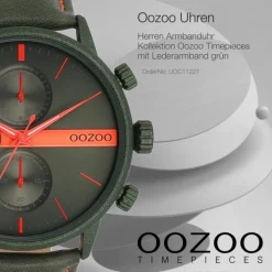 Oozoo Herren Armbanduhr Timepieces Analog Leder grün UOC11227