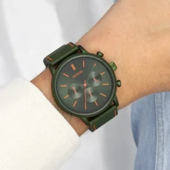 Oozoo Herren Armbanduhr Timepieces Analog Leder grün UOC11206