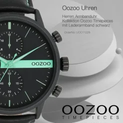 Oozoo Herren Armbanduhr Timepieces Analog Leder schwarz UOC11229