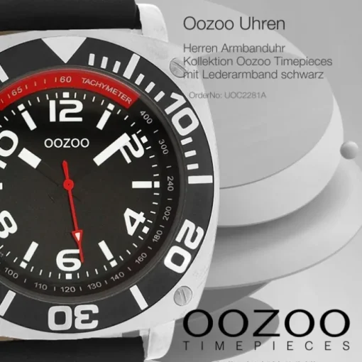Oozoo Herren Armbanduhr Timepieces Analog Leder schwarz UOC2281A