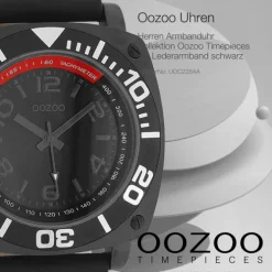 Oozoo Herren Armbanduhr Timepieces Analog Leder schwarz UOC2284A