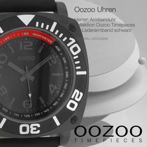Oozoo Herren Armbanduhr Timepieces Analog Leder schwarz UOC2284A