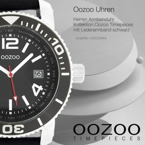 Oozoo Herren Armbanduhr Timepieces Analog Leder schwarz UOC2594A
