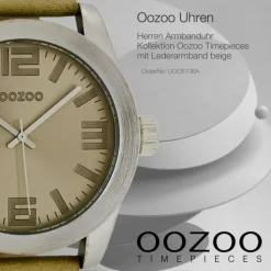 Oozoo Herren Armbanduhr Timepieces Analog Leder beige UOC6106A