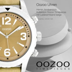 Oozoo Herren Armbanduhr Timepieces Analog Leder beige UOC6110A