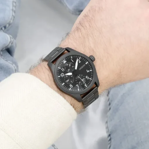 Oozoo Herren Armbanduhr Timepieces Analog Metallband schwarz UOC11509