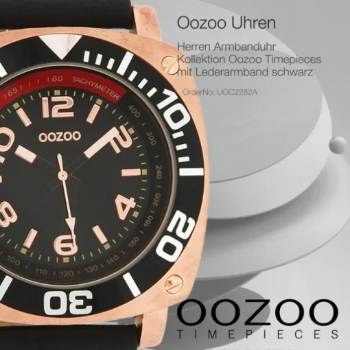 Oozoo Herren Armbanduhr Timepieces Analog Leder schwarz UOC2282A