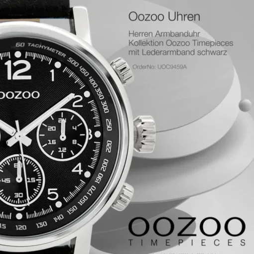 Oozoo Herren Armbanduhr Timepieces C9459A Analog Leder schwarz UOC9459A