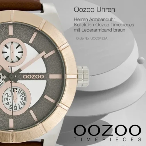 Oozoo Herren Armbanduhr Timepieces Analog Leder braun UOC6432A