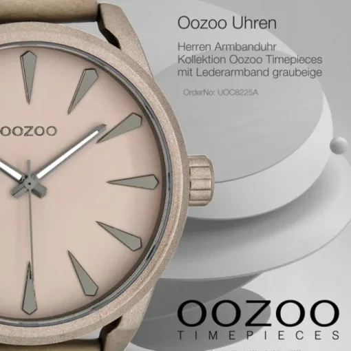 Oozoo Herren Armbanduhr Timepieces Analog Leder graubeige UOC8225A