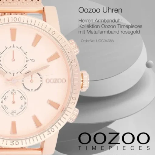 Oozoo Herren Armbanduhr Timepieces Analog Metall rosegold UOC9438A