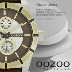 Oozoo Herren Armbanduhr Timepieces Analog Leder braun UOC6433A