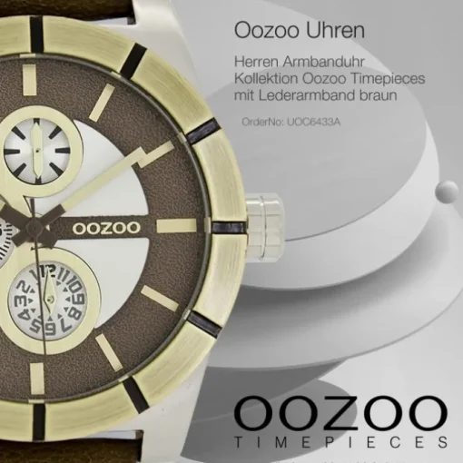 Oozoo Herren Armbanduhr Timepieces Analog Leder braun UOC6433A