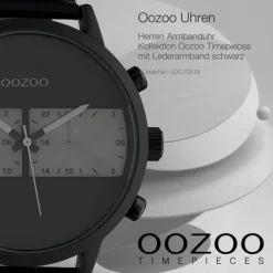 Oozoo Herren Armbanduhr Timepieces Lederband schwarz grau UOC10519