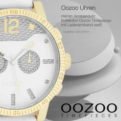 Oozoo Herren Armbanduhr Timepieces Analog Leder weiß UOC4791A