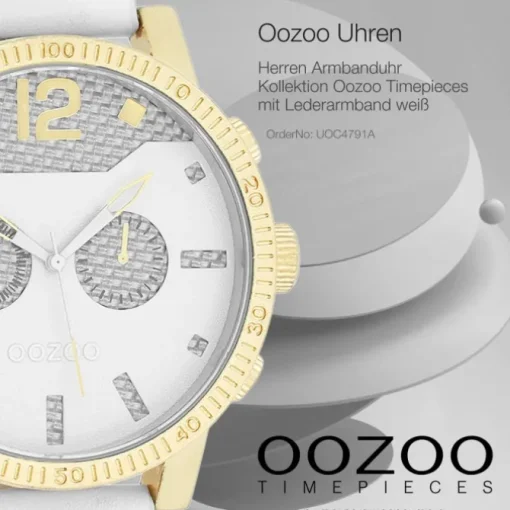 Oozoo Herren Armbanduhr Timepieces Analog Leder weiß UOC4791A