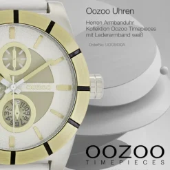 Oozoo Herren Armbanduhr Timepieces Analog Leder weiß UOC6430A