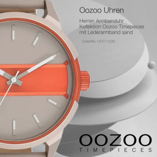Oozoo Herren Armbanduhr Timepieces Analog Leder sand UOC11230