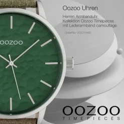 Oozoo Herren Armbanduhr Timepieces Analog Leder camouflage grün UOC10460