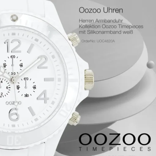 Oozoo Herren Armbanduhr Timepieces Analog Silikon weiß UOC4820A