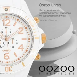 Oozoo Herren Armbanduhr Timepieces Analog Silikon weiß UOC4821A