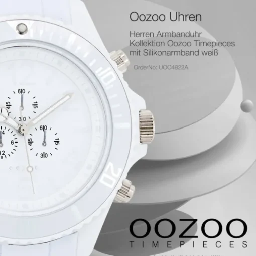 Oozoo Herren Armbanduhr Timepieces Analog Silikon weiß UOC4822A