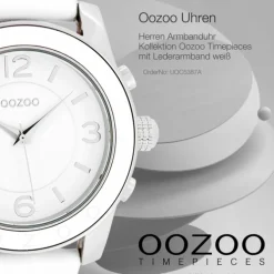 Oozoo Herren Armbanduhr Timepieces Analog Leder weiß UOC5387A