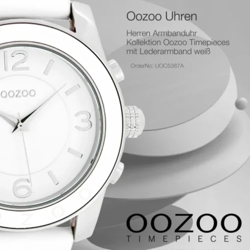 Oozoo Herren Armbanduhr Timepieces Analog Leder weiß UOC5387A
