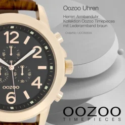 Oozoo Herren Armbanduhr Timepieces Analog Leder braun UOC6063A