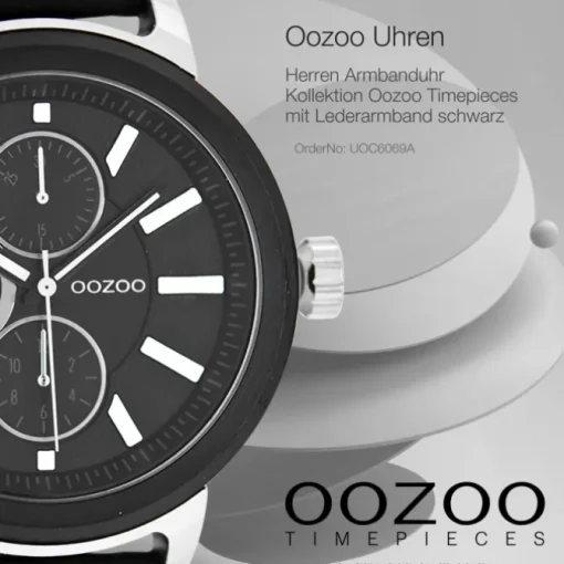 Oozoo Herren Armbanduhr Timepieces Analog Leder schwarz UOC6069A