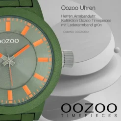 Oozoo Herren Armbanduhr Timepieces Analog Leder grün UOC6088A