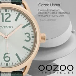 Oozoo Herren Armbanduhr Timepieces Analog Leder grün UOC7052A